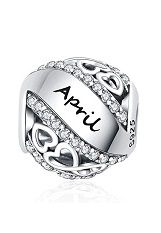 great itty-bitty silver cubic zirconia birthstone charm for babies and kids